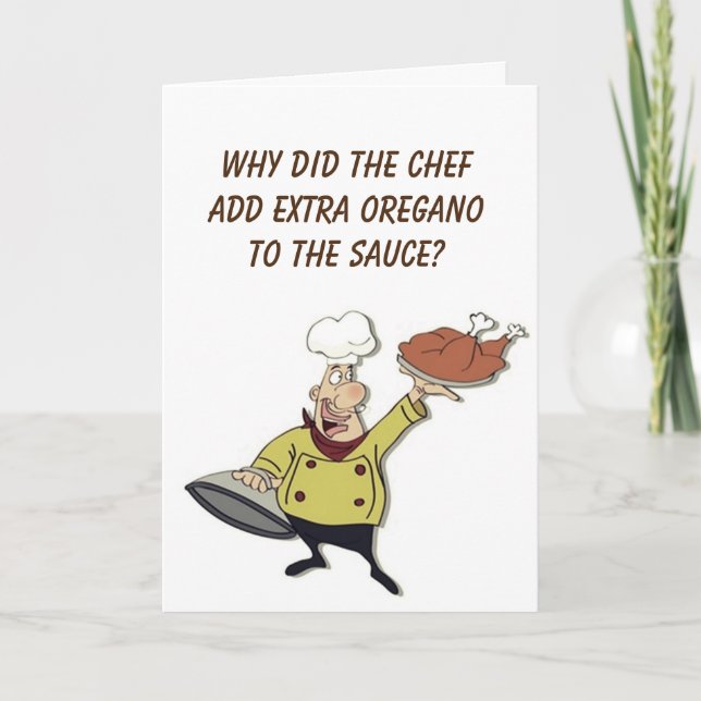 COMICAL CHEF SAYS *HAPPY THANKSGIVING* HOLIDAY CARD (Front)