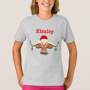 Comical Christmas Longhorn Steer T-Shirt