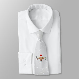Comical Christmas Longhorn Steer Tie