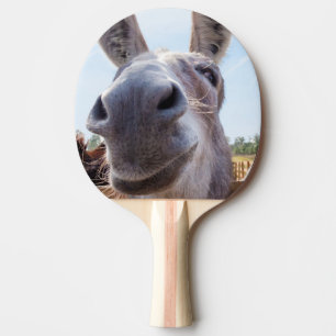 Comical Grey Smiling Donkey Ping Pong Paddle