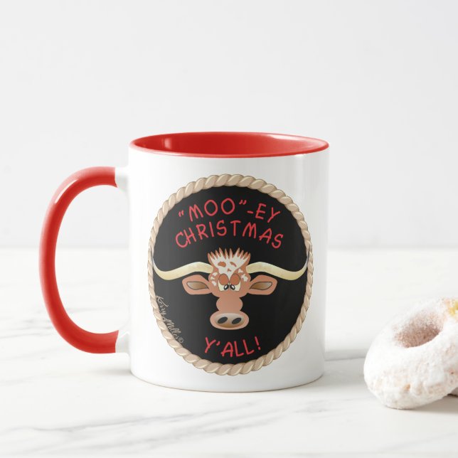 Comical Longhorn Steer Mug (With Donut)