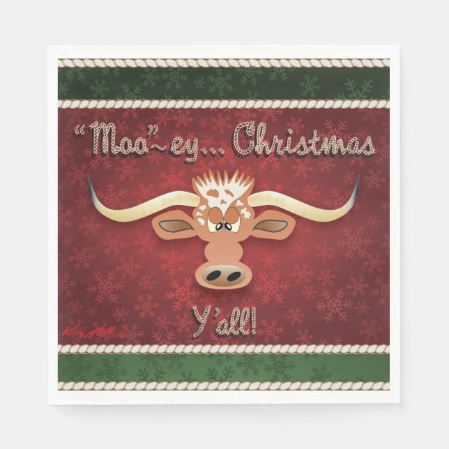 Comical Longhorn Steer Napkin (Front)