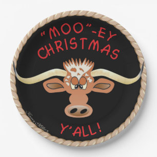 Comical Longhorn Steer Paper Plate