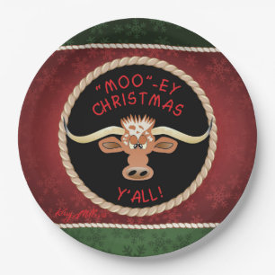 Comical Longhorn Steer Paper Plate