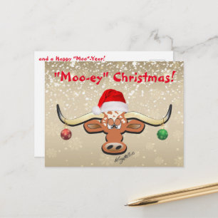 Comical Longhorn Steer Postcard