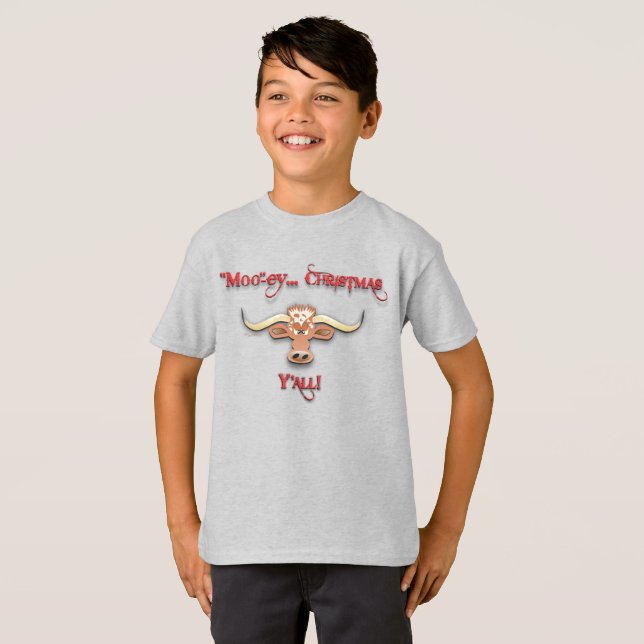 Comical Longhorn Steer T-Shirt (Front Full)