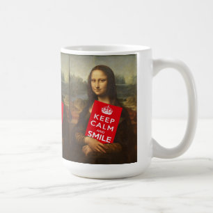 Comical Mona Lisa Says Keep Calm And Smile Coffee Mug