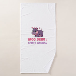 Comical MOO DENG SPIRIT ANIMAL Adventure Seeker Ou Bath Towel