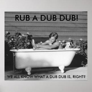 Comical Poster of Boy Bathing With His Dog