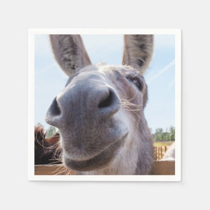 Comical Smiling Grey Donkey Napkin