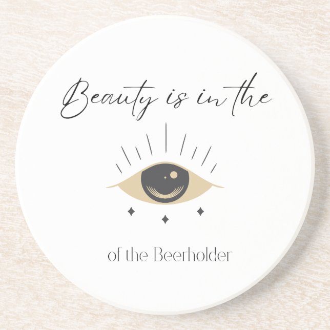 Comical Stone Coaster - Beer Lovers Pun (Front)