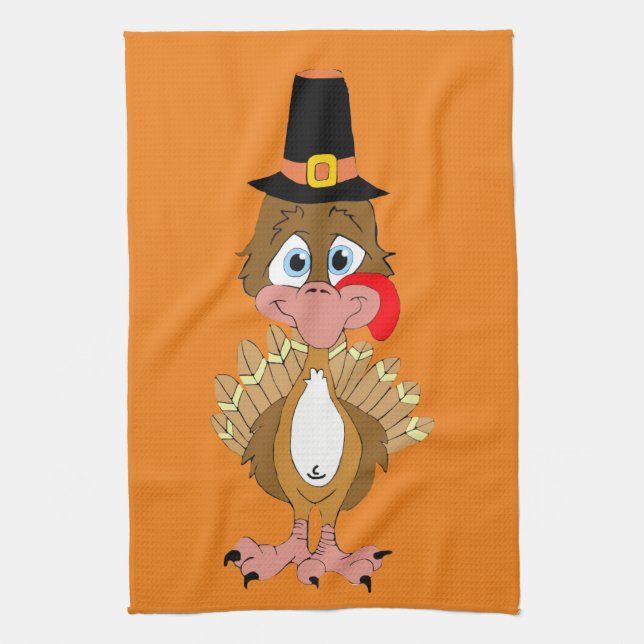 Comical Thanksgiving Turkey Tea Towel (Vertical)