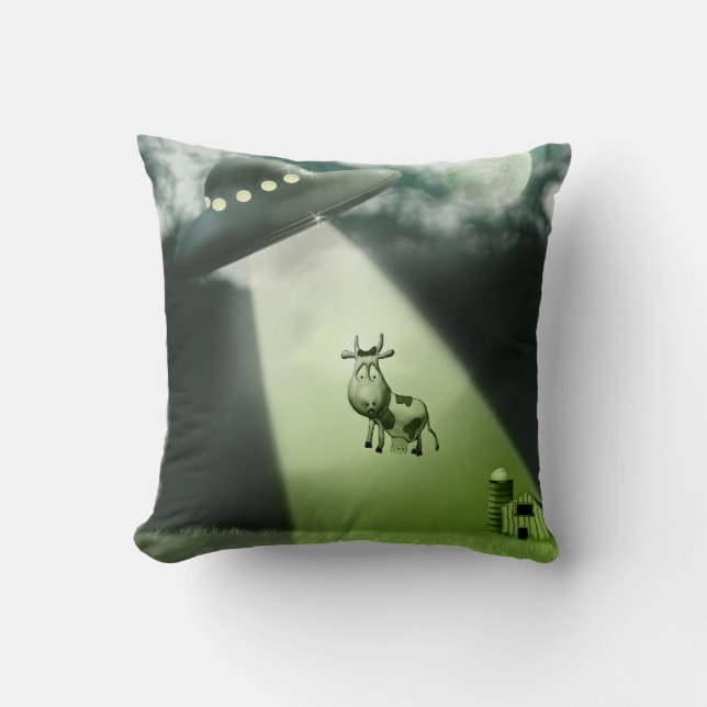 Comical UFO Cow Abduction  American MoJo Pillows (Front)