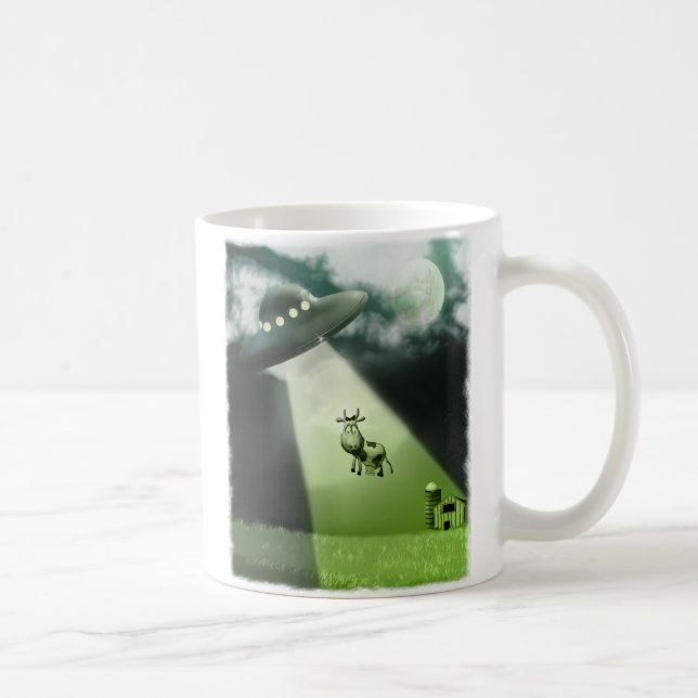 Comical UFO Cow Abduction Mug (Right)