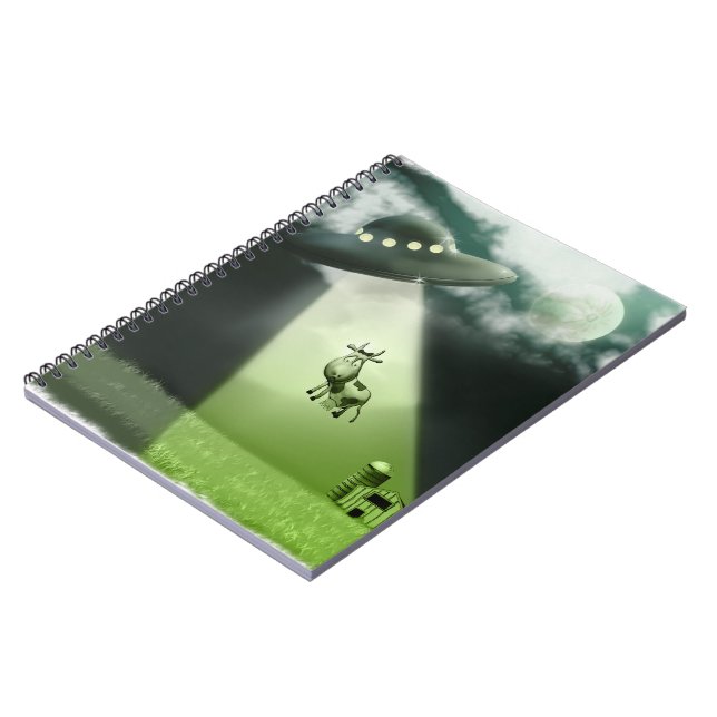 Comical UFO Cow Abduction Notebook (Left Side)