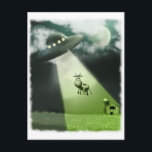 Comical UFO Cow Abduction Postcard<br><div class="desc">A comical illustration of a cow being abducted by a UFO</div>