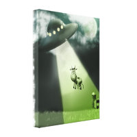Comical UFO Cow Abduction  Stretched Canvas Print