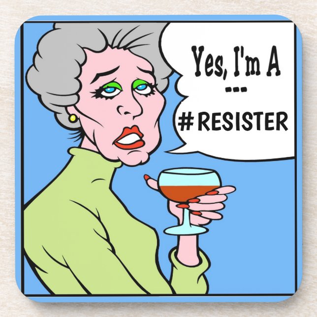 Comical Wine Drinker, edit text, Coaster (Front)