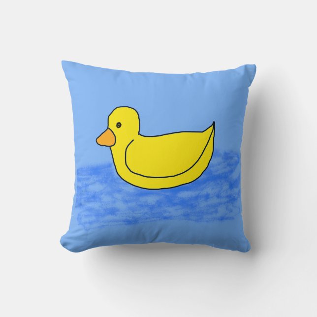 Comical Yellow Ducky Throw Pillow (Front)