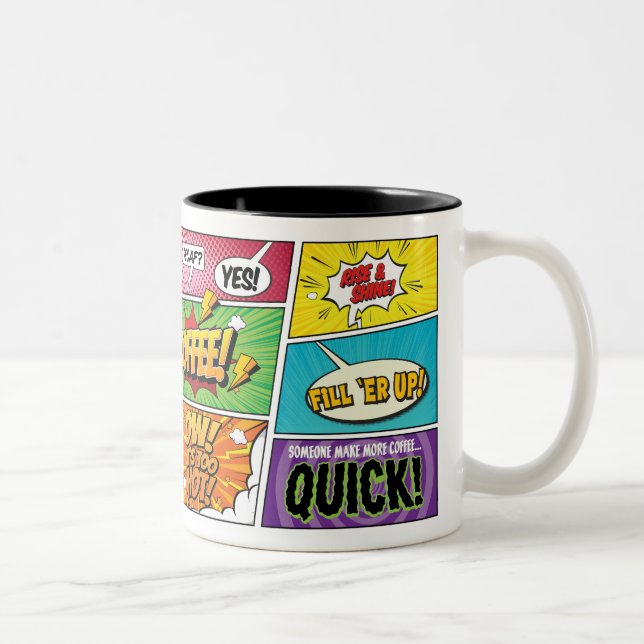 Comics and Coffee Two-Tone Coffee Mug (Right)