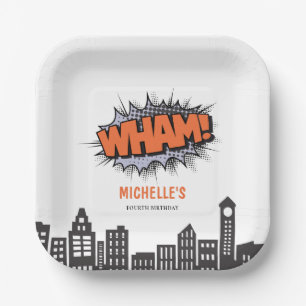 Comics Book Superhero Birthday Paper Plate