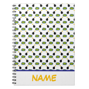 Comics Boom Firecrackers Superhero NAME Fun Kids Notebook