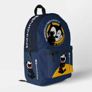 Comics Cartoon Cat Dark Colour Printed Backpack