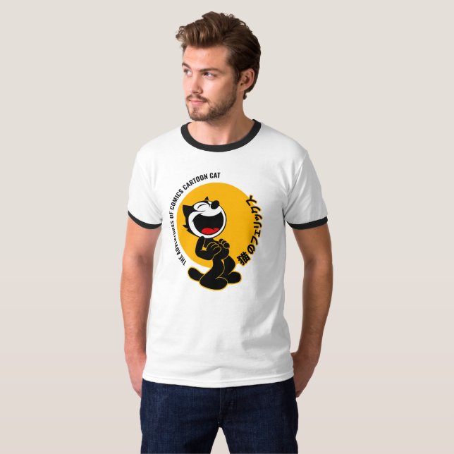 Comics Cartoon Cat | Men's Ringer T-Shirt (Front Full)