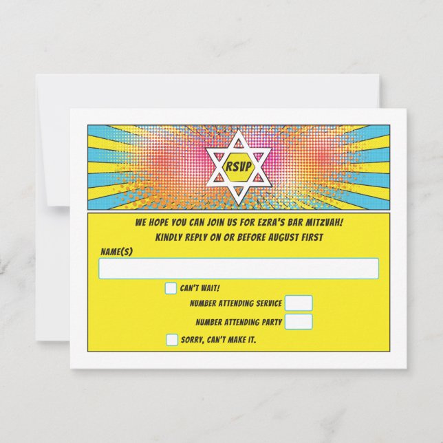 Comics Comic Book Bar Mitzvah or Bat Mitzvah RSVP (Front)