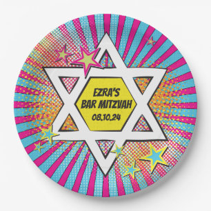Comics Comic Book Bar Mitzvah Star of David Paper Plate