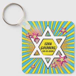 Comics Comic Book Bar or Bat Mitzvah personalised Key Ring