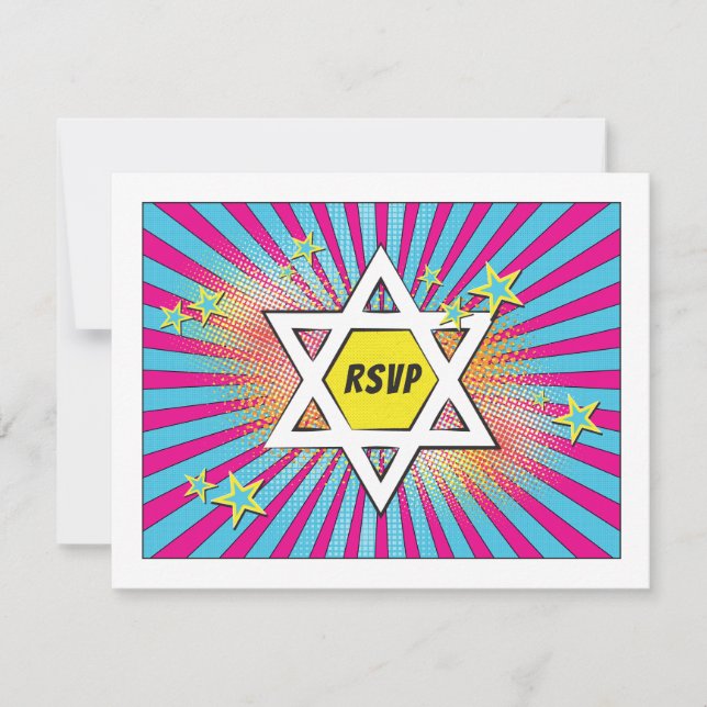 Comics Comic Book Star of David Bar Mitzvah RSVP (Front)