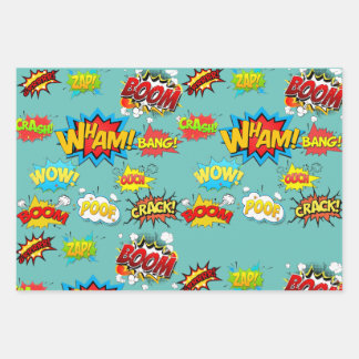 comics design wrapping paper sheet