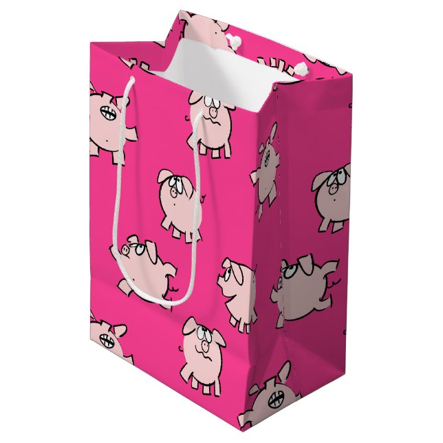 Comics Fun Cartoon Pig New Baby Choose Colour M G Medium Gift Bag (Front Angled)