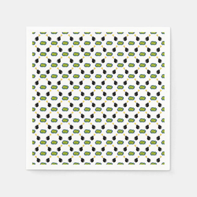 Comics Funny Big Ideas Boom Bombs Superhero Fun Napkin (Front)