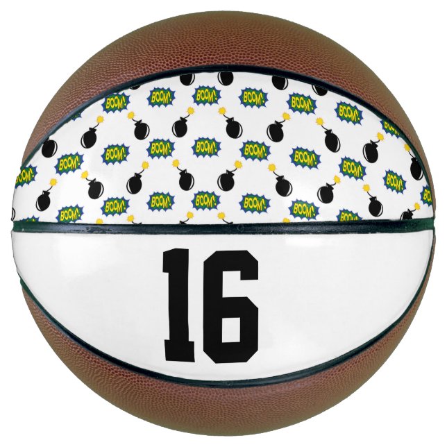 Comics Funny Smart Sports Superhero Boom Bomb Age Basketball (Front)