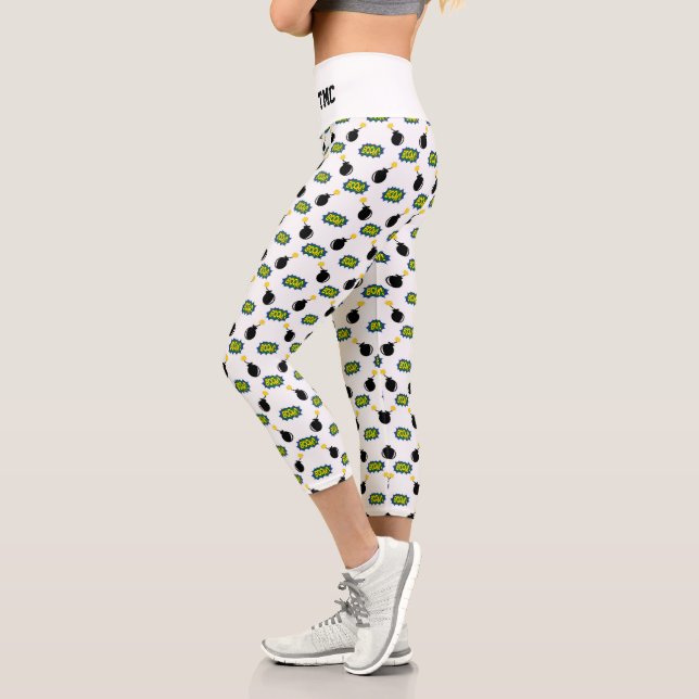 Comics Superhero Smart Funny INITIALS Firecracker Capri Leggings (Left)