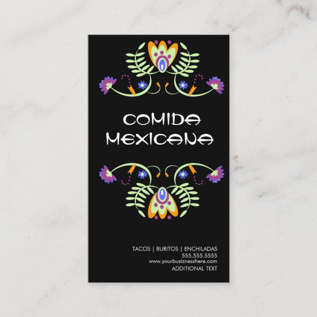 Comida Mexicana Food Truck Logo Business Card (Front)