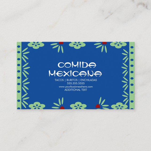 Comida Mexicana Food Truck Papel Picado Business Card (Front)