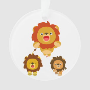 'Coming!!" 3 Cute Cartoon Lions Acrylic Ornament