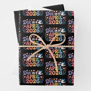 Coming April 2026 Due in New Baby Mummy Pregnancy  Wrapping Paper Sheet