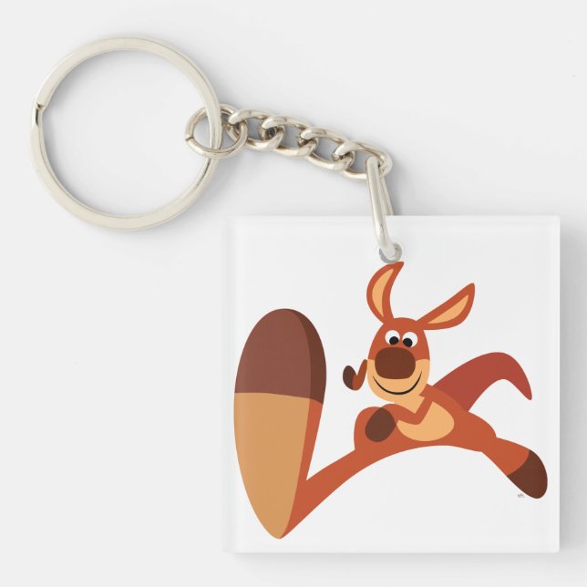 "Coming!!" Cute Cartoon Kangaroo Acrylic Keychain (Front)