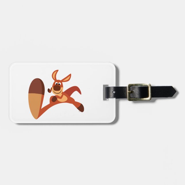 "Coming!!" Cute Cartoon Kangaroo Luggage Tag (Front Horizontal)