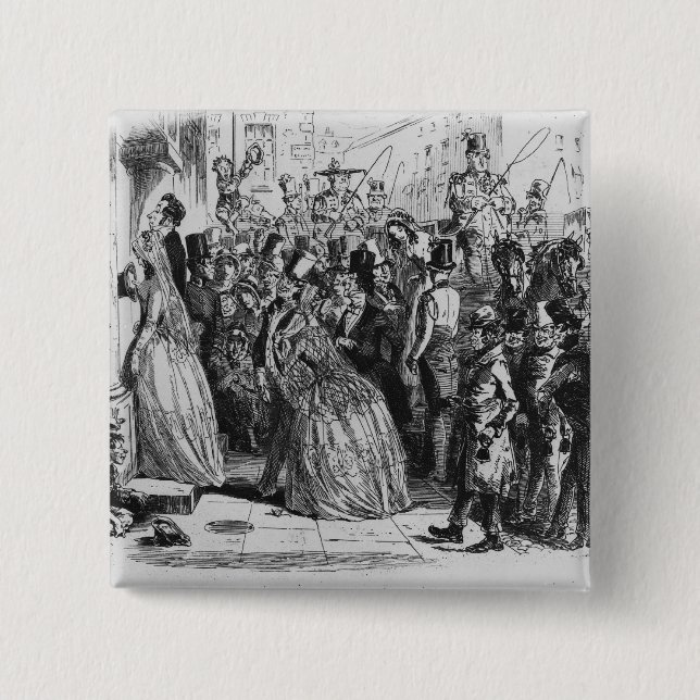 Coming home from church 15 cm square badge (Front)