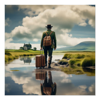 COMING HOME Irish man in an Irish Landscape  Poster