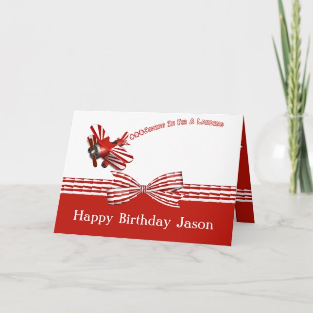 Coming In For Landing Aeroplane Birthday Card (Front)