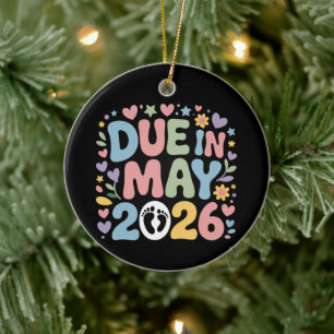 Coming May 2026 Due in New Baby Mum Pregnancy Ceramic Tree Decoration