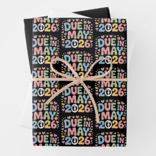 Coming May 2026 Due in New Baby Mum Pregnancy  Wrapping Paper Sheet