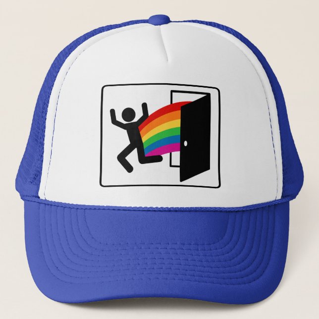 Coming Out Exit Sign Trucker Hat (Front)
