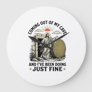 Coming Out of My Cave Christian Resurrection Shirt Large Clock